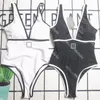 Maiôs em formato de alça transparente designer com decote em V roupa de banho com letra C para mulheres