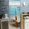 Cortinas japonesas para porta de sol, mar, oceano, ondas, divisória impressa, porta de cozinha, flores de cerejeira, linho decorativo, decoração de café