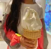 Сумка из ротанга в форме мороженого, дизайнерская полая плетеная женская сумка на плечо, тканая летняя сумка через плечо ручной работы, шикарный маленький кошелек 240305