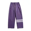 Mäns byxor Spring Wide Leg Sweatpants Lossa raka solida utomhusbyxor Manlig rand överdimensionerad Hip Hop Streetwear