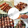 Forks Kabob Skewers Flat Metal BBQ Barbecue Skewer Long Stainless Steel Shish Kebob Sticks Wide Reusable Grilling Skewers Set for Meat