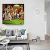 Hundar som spelar Pool Billiards Oil Målning HD Canvas Prints Home Decoration vardagsrum sovrum väggbilder konst målning ingen ram332a