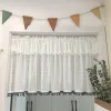 Curtains White Tulle Scallop Trim Short Sheer Tulle Curtains For Kitchen Dining Door Partition Cabinet Drapes Washbasin Window Curtains