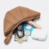 Luxury Genuine Leather Women Coin Purse Fancy Croissant Fashion Lady Small Zip Hobo Wallet Brand Retro Mini Makeup Pouch Bag 240229