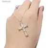 Pendant Necklaces 925 Sterling Silver Plated Gold X Cross Ten Stone Diamond Necklaces for Women Classic Luxury Fashion Brand Party Fine JewelryL242313