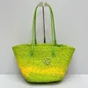 Raffia Straw Tote Bag Summer Beach Handbags Presh Fashion Letters Leather Leather Straps Vegetable Basket