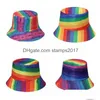 Partyhüte Regenbogen-Eimerhut LGBT-Stolz Fischerkappe Outdoor-Bank Sonnenschutz für Unisex Männer Frauen Drop Lieferung Hausgarten F Dheal