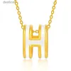Pendanthalsband Pure Gold Gold Fashion Epoxy Pendant English Letter H Pendant Necklace Gold Jewelryl242313