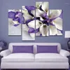 絵画conisiプリント4パネル紫色の虹彩キャンバスのポスター北欧の花の壁アート絵画家の装飾ベッドルーム装飾295o