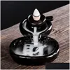 Fragrance Lamps Ceramic Glaze Waterfall Backflow Incense Burner Censer Holder Cones Home Decoration Stick Drop Delivery Garden Decor Dhdy6