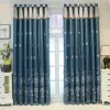 Curtains Nordic Luxury Curtains for Living Dining Room Bedroom Blackout Double Layer Villa Curtains Embroidered Curtains Tulle Integrated