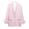 LGRQ Fashion Women's Blazer Ny hackad lång ärm Loose Feather Single Breasted Suit Jackor Female Tide Winter 2023 19J1620 HKD230901