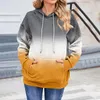 T-shirts voor dames Dames casual ronde hals Kleuraanpassing bedrukt sweatshirt met lange mouwen Losse trui met capuchon Sudaderas