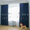 Cortinas dos desenhos animados nave espacial bordado cortina blackout espaço exterior meninos crianças jardim de infância sala de aula quarto janela js02c