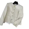 Женские куртки дизайнерские 2023 Ранняя осень Новый Nanyou Gaoding CE Маленький ароматный круглый вырез Slim Fit Модное универсальное однобортное пальто для женщин 6JD8