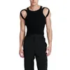 Men's Tank Tops Fashion Streetwear Men Summer Sleeveless Solid O Neck Hollow Out Knitted Vest Sexy Mens Pullovers