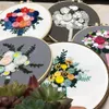 その他の芸術品と工芸品3Dヨーロッパブーケクロスステッチキット刺繍フープ花