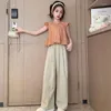 Kläderuppsättningar 2024 Summer Kid Baby Girls Cloth Fashion Casual 2st Set Top Pants Korean Style Children 6 8 9 10 11 12year