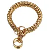 Guinzaglio per collare per cani con catena in oro Collare per animali in acciaio inossidabile da 14 mm Guinzaglio in pelle per cani di piccola taglia Pitbull Bulldog Accessori per animali 201030219u