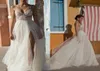 Gali Karten Beach Wedding Dresses 2020 Side Split Spaghetti Illusion Tulle Boho Wedding Gowns Sweep Train Pearls Backless Bohemian6459718