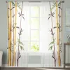 Curtains Bamboo Watercolor Painting Plant Art Tulle Curtains for Living Room Bedroom Decor Transparent Chiffon Sheer Voile Window Curtain