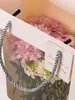 1pc Transparent Window Paper Bags Gift Bouquet Wrapped Tote For Friends Lovers And Party Wedding Event 240228