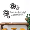 Adesivos café adesivo croissant decalque café arte do vinil decalques de parede decoração mural quebrar café decalques de vidro cafe1015