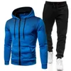 Casual Tracksuit Mężczyźni z kapturem strój bluzy Spring Autumn Mens Zestawy sportowe męskie bluza bluiery 2PCS Jogging Sports Suit 240227