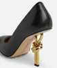 Роскошные женские туфли-лодочки на каблуке с металлическим узлом, отделанные золотом, туфли-лодочки на каблуке с квадратным носком из мягкой кожи ягненка, женские вечерние свадебные сандалии, туфли EU35-43 с коробкой