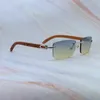 Designer óculos de sol vintage carter luxo mens óculos ao ar livre praia sol óculos retro sem aro gafas para el sol ee mujer tigre madeira 012 moldura de prata