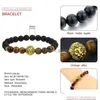 Frisado atacado moda tigreeye 8mm grânulo pulseiras com cabeça de leão do vintage charme preto fosco grânulos para homens entrega gota jóias dhl7o