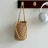 HBP Französisch Gewebte Tasche Mädchen Sommer Hohl Barrel Tasche Ins Casual Vielseitige Hand Brötchen Strand Tasche Stroh Einkaufen Handtaschen mit Große Kapazität