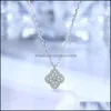 Pendant Necklaces E Four-Leaf Clover 925 Sterling Sier Necklace Zircon Pendants For Women Choker Christmas Gift Flower Jewelry Acces Ot3Rk