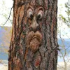 Sculptures drôle de visage d'arbre de vieil homme, art de jardin, arbre extérieur amusant, sculpture de visage de vieil homme, décoration de jardin fantaisiste pour Halloween