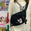 Bel paketleri unisex büyük kapasiteli harajuku crossbody tuval çanta vintage japon tarzı moto fanny paketi öğrencileri hippop caddesi 240308