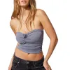 Kobiety dla kobiet Summer Y2K Bezpoślizg bez rurki Tops Solid Kolor 3D Flower Bandeau Croset Streetwear