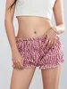 Calções femininos femininos 2000s estética doce shorts kaii xadrez impressão cintura baixa elástico fino ajuste bloomers calças moda coreana botl24313