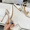 Designers High Heel Sandals Gold Rhinestone Patent Leather Sandals Luxury Embroidered Women Dress Shoes 10cm High Heeled 35-42 Stiletto Heel Wedding Sandal With Box With Box