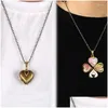 Chains Diy Hand-Made Jewelry Accessories Retro Three-Nsional Heart-Like Four-Leaf Clover Mtilayer Po Box Frame Pendant Drop Delivery Dhiru
