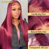 Synthetic Wigs Synthetic Wigs 30 36 Inch Burgundy 13x6 Lace Frontal Hair Wig Sale Bone Straight Lace Front 99J Colored Hair Wigs For Women ldd240313