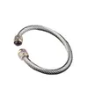 Armband met opening van roestvrij staal, natuursteen, turkoois, kabelarmband, verstelbare stalen armband type C, 240313