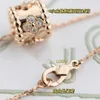 V Necklace High edition four leaf clover kaleidoscope exquisite necklace for women thick gold electroplated collarbone chain with micro rose gold inlay 222