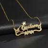 Acheerup nome personalizado colar de aço inoxidável personalizado para mulheres zircão carta destacável corrente cubana pingente jóias presentes 240313