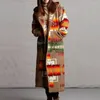 Женские куртки женские зимние пальто однобортные длиной миди свободные длинные рукава винтажный геометрический принт плюс размер с капюшоном элегантная леди