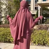 Ethnische Kleidung Ramadan Langes Khimar Kopftuch Jilbab Turban für Frauen Wickel ärmellose Oberteile Abaya Muslimisches Gebetskleidungsstück Islam Niqab Hijabs