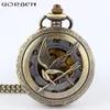 Pocket Watches Retro Bronze The Hollow Quartz Watch Skeleton Bird Clock Pendant Gifts For Men Women