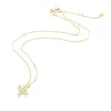 Klassisk märkesdesigner Womens Diamond Halsband med fyra bladblommor hänge charm halsband 18k guld rostfritt stål smycken