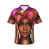 Men's Casual Shirts African Women Hawaiian Shirt Men Beach Stay Strong And Power Short Sleeve Stylish Pattern Elegant Oversize Blouses