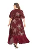 Robes portefeuille longues bohème à imprimé floral de grande taille pour femmes 240312