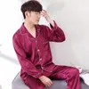 Men's Sleepwear Sets Pajamas Nightgown Size Robe Sleep Rayon Clothes Spring Autumn Mens Nightwear Pants 2pc XXXL - Shirt Purple Silk